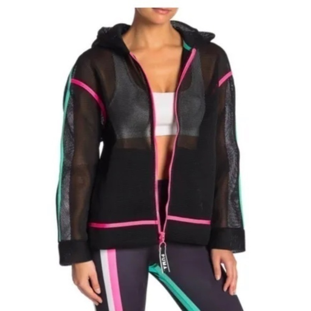 PUMA  Chase Spacer Full Zip Mesh Hoody Track Top Black Womens size medium